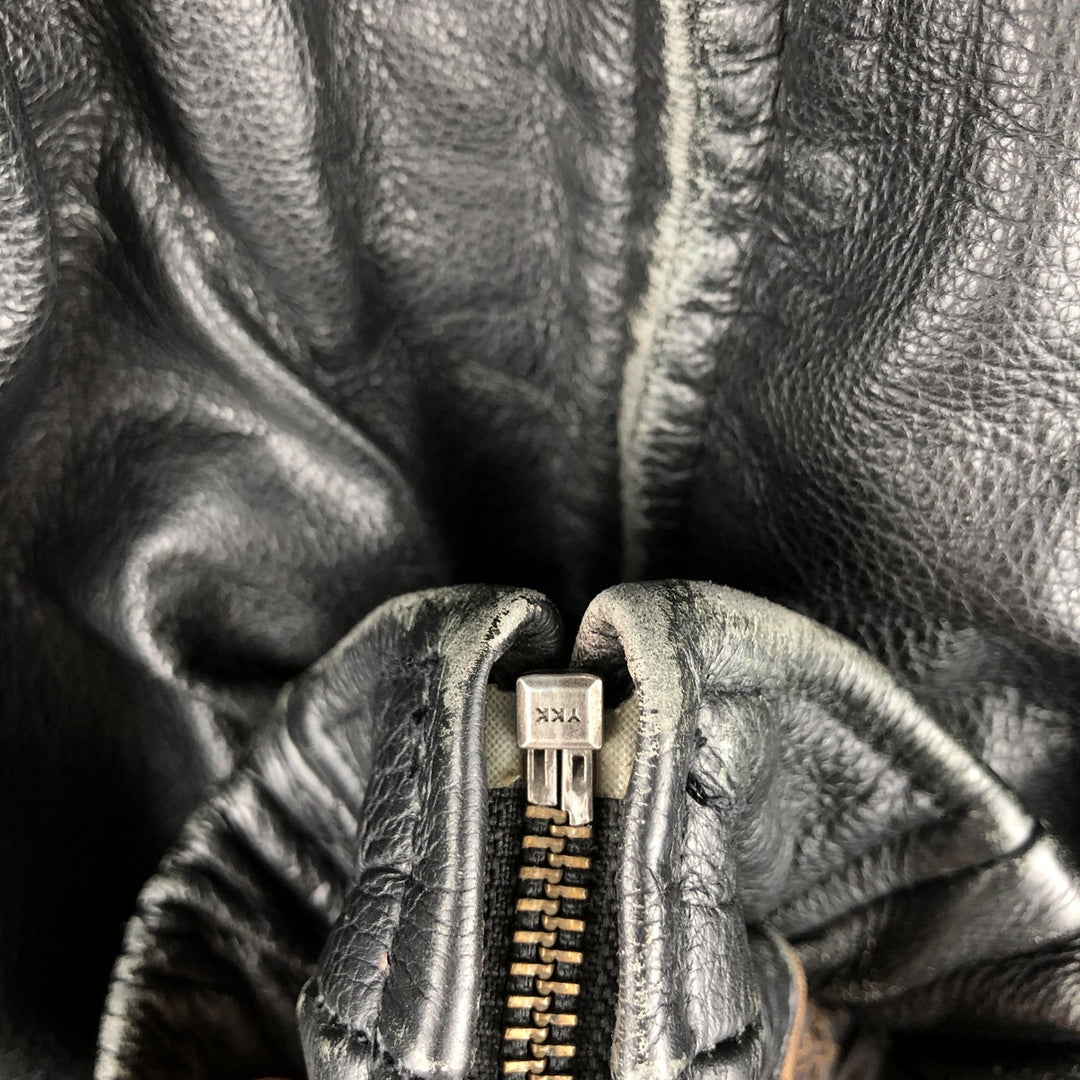 St. John's Bay Padded Swing-Top Leather Blouson, Men's Size M Genuine Leather Cowhide black type Vintage Second Hand