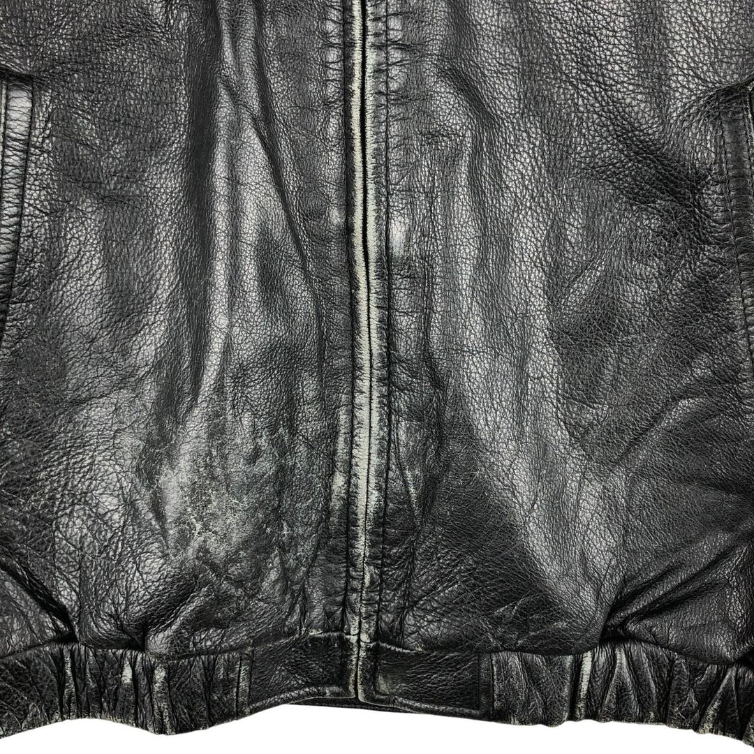 St. John's Bay Padded Swing-Top Leather Blouson, Men's Size M Genuine Leather Cowhide black type Vintage Second Hand