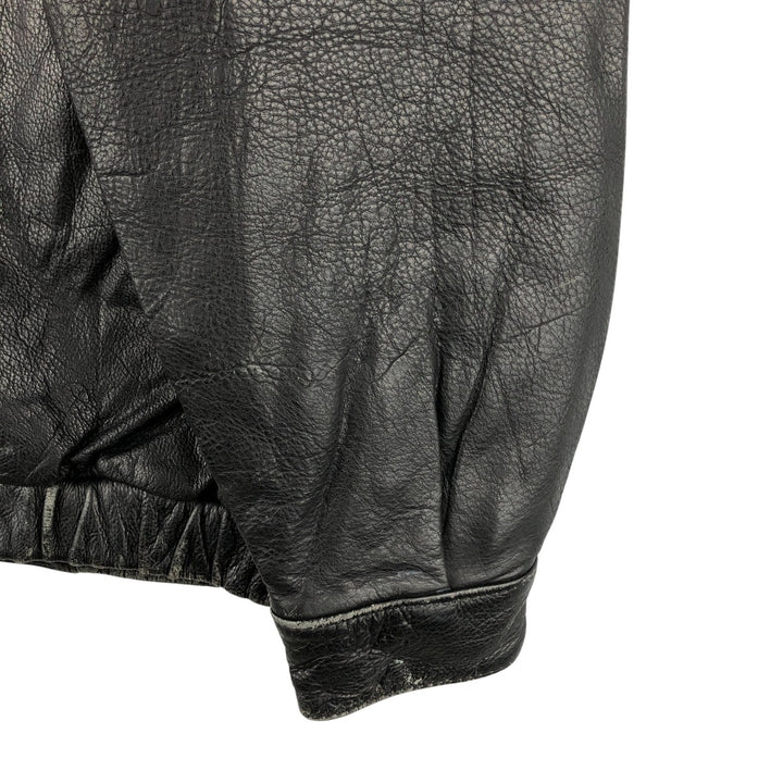 St. John's Bay Padded Swing-Top Leather Blouson, Men's Size M Genuine Leather Cowhide black type Vintage Second Hand