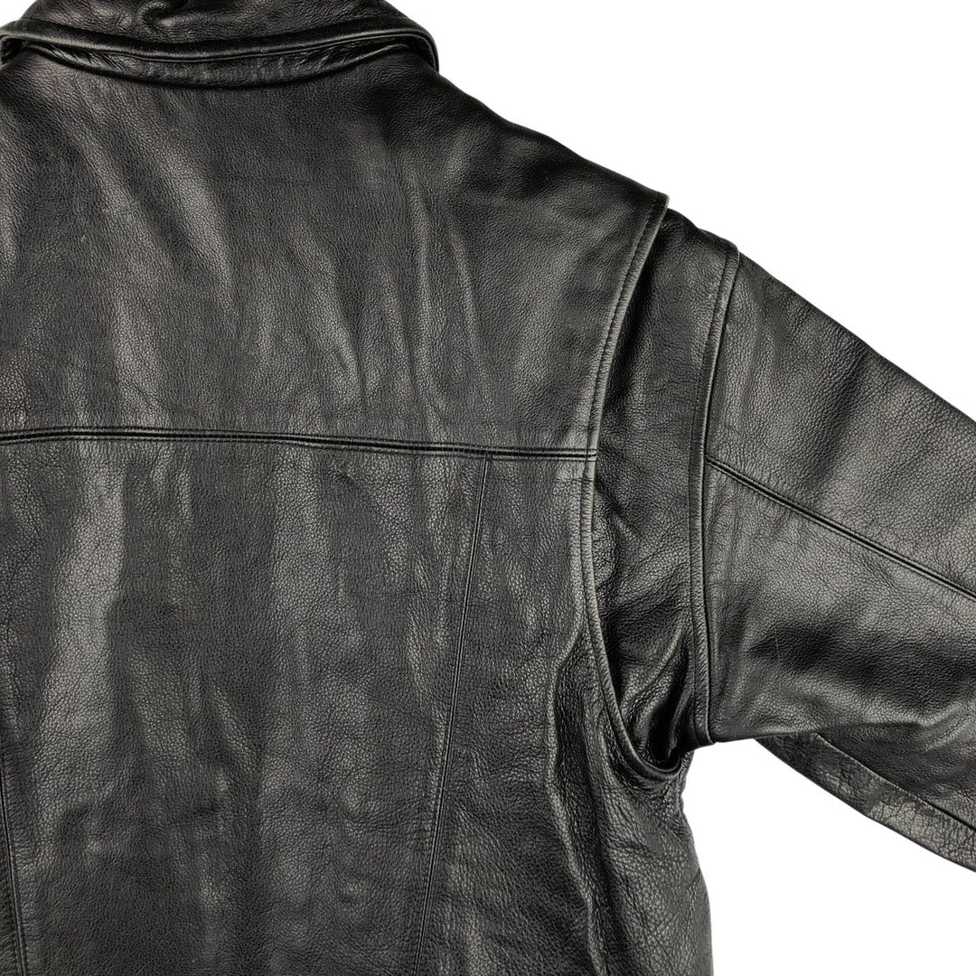 St. John's Bay Padded Swing-Top Leather Blouson, Men's Size M Genuine Leather Cowhide black type Vintage Second Hand