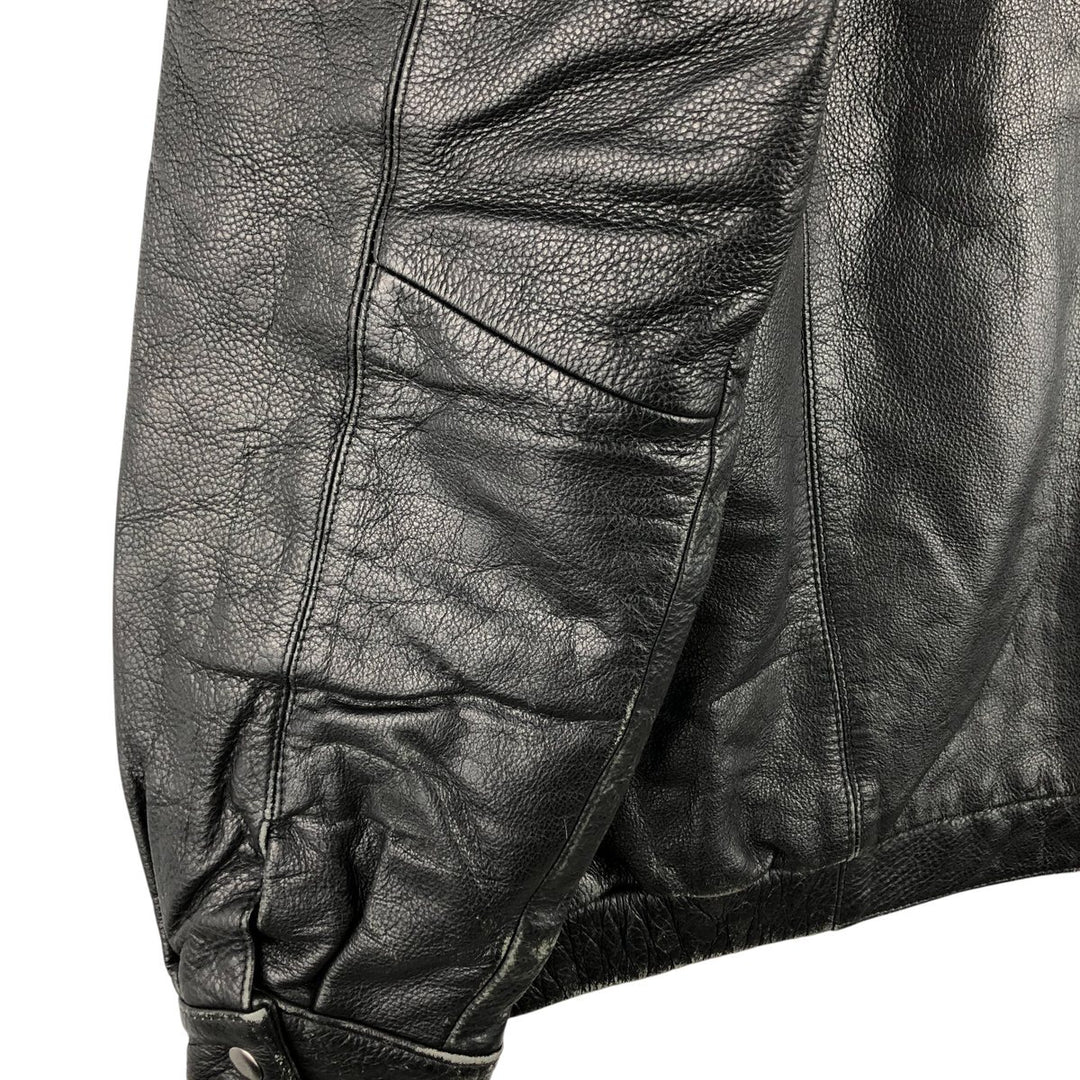 St. John's Bay Padded Swing-Top Leather Blouson, Men's Size M Genuine Leather Cowhide black type Vintage Second Hand