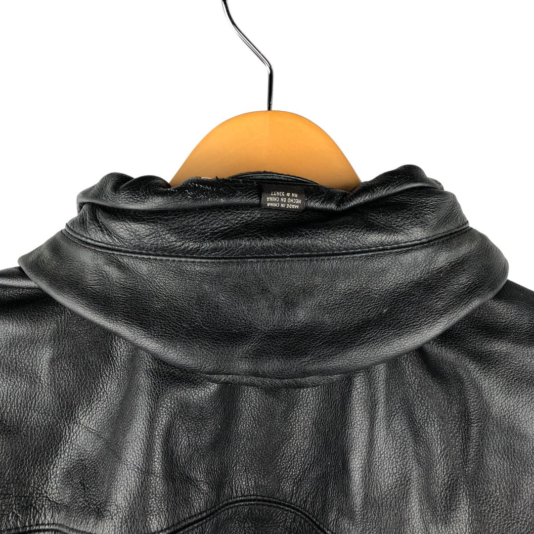 St. John's Bay Padded Swing-Top Leather Blouson, Men's Size M Genuine Leather Cowhide black type Vintage Second Hand