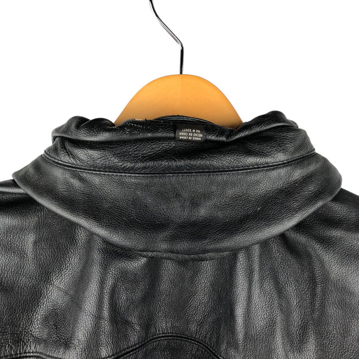 St. John's Bay Padded Swing-Top Leather Blouson, Men's Size M Genuine Leather Cowhide black type Vintage Second Hand