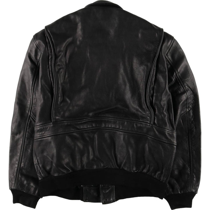 A-2 type leather flight jacket, men's size L unclear black type Vintage Second Hand