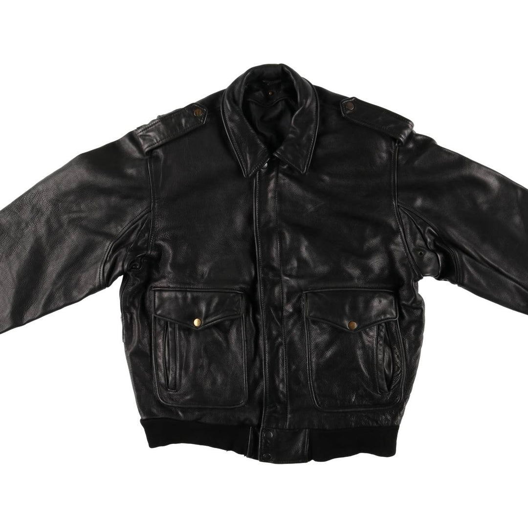 A-2 type leather flight jacket, men's size L unclear black type Vintage Second Hand