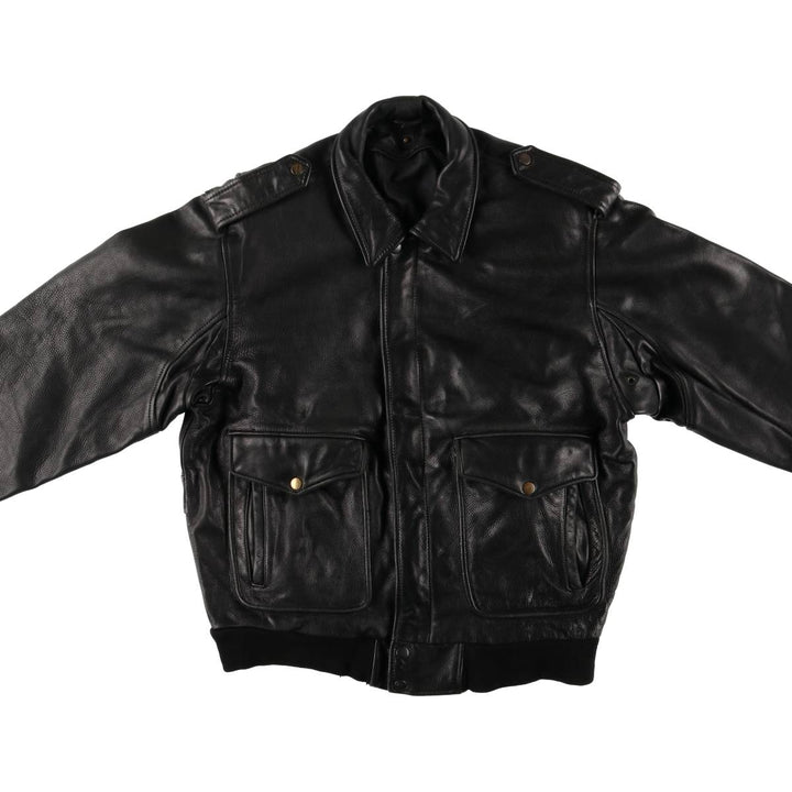 A-2 type leather flight jacket, men's size L unclear black type Vintage Second Hand