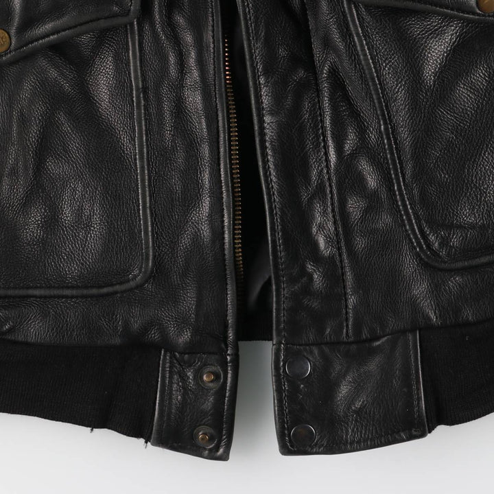 A-2 type leather flight jacket, men's size L unclear black type Vintage Second Hand
