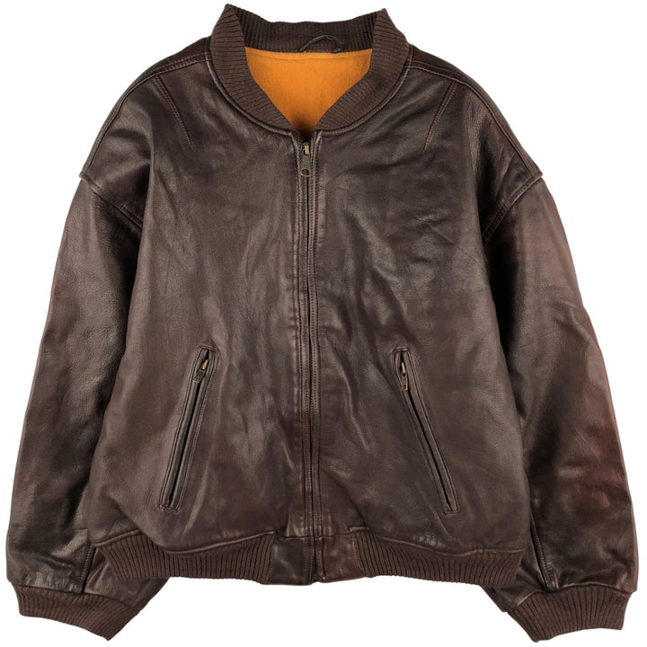 Harvest Fine Leather Leather Blouson Men's XL genuine leather brown type Vintage Second Hand