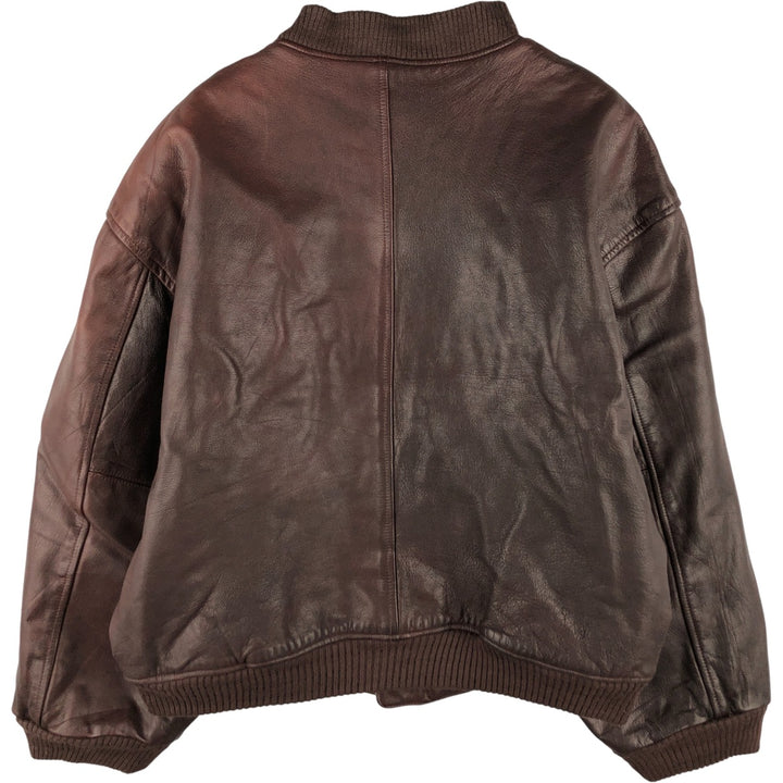 Harvest Fine Leather Leather Blouson Men's XL genuine leather brown type Vintage Second Hand