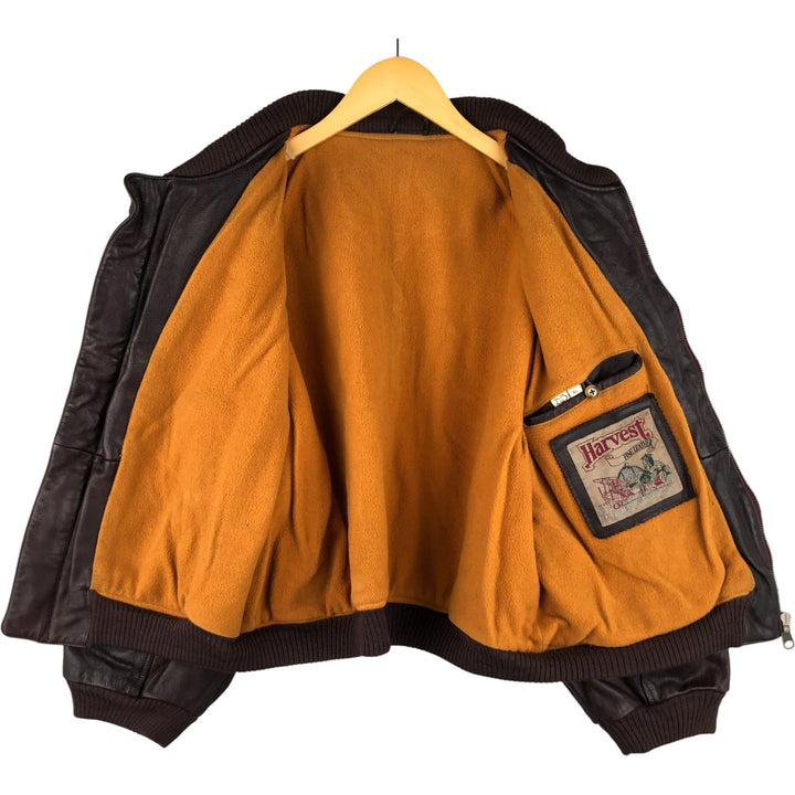 Harvest Fine Leather Leather Blouson Men's XL genuine leather brown type Vintage Second Hand