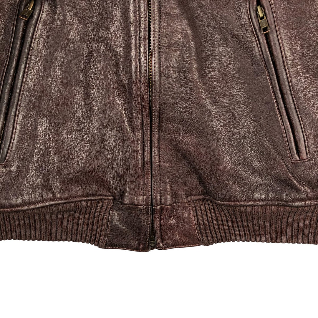 Harvest Fine Leather Leather Blouson Men's XL genuine leather brown type Vintage Second Hand