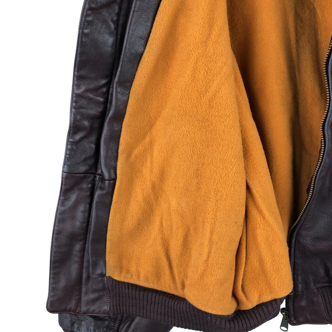 Harvest Fine Leather Leather Blouson Men's XL genuine leather brown type Vintage Second Hand