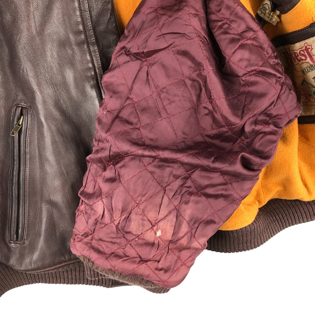 Harvest Fine Leather Leather Blouson Men's XL genuine leather brown type Vintage Second Hand