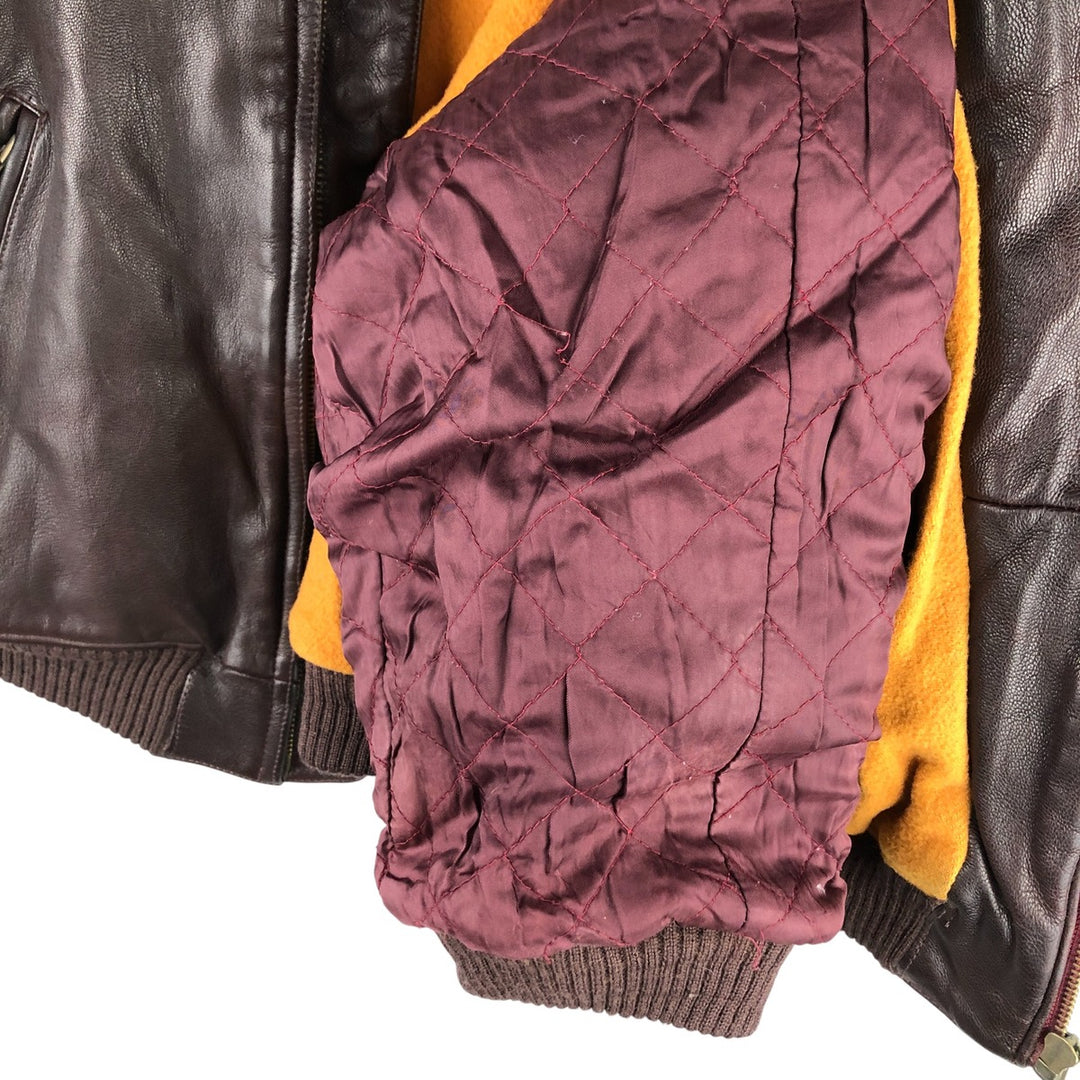 Harvest Fine Leather Leather Blouson Men's XL genuine leather brown type Vintage Second Hand