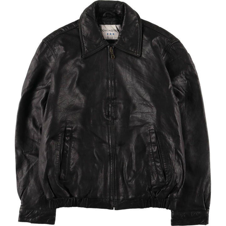 COVINGTON Padded Swing-Top Leather Blouson, Men's Size Small genuine leather black type Vintage Second Hand