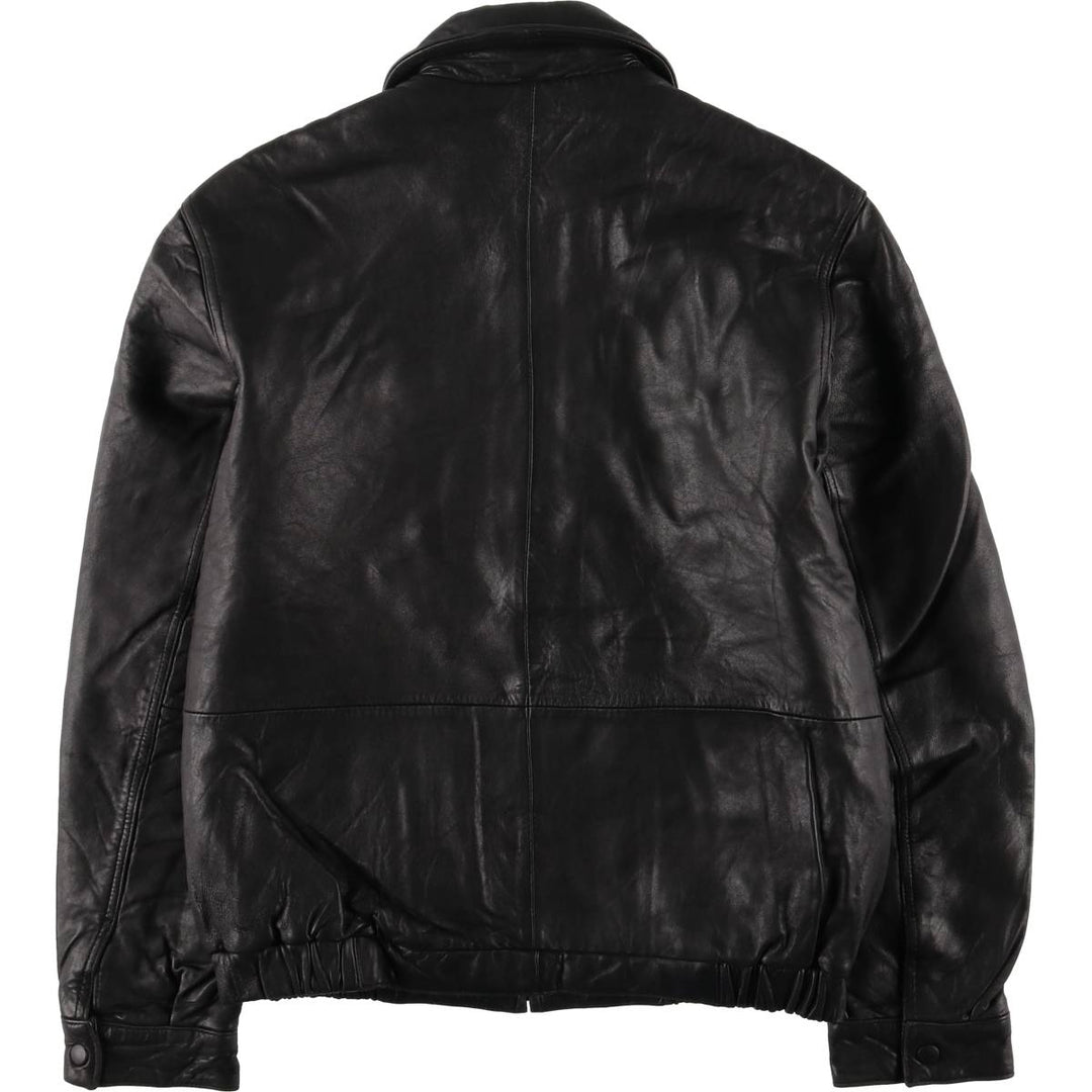 COVINGTON Padded Swing-Top Leather Blouson, Men's Size Small genuine leather black type Vintage Second Hand