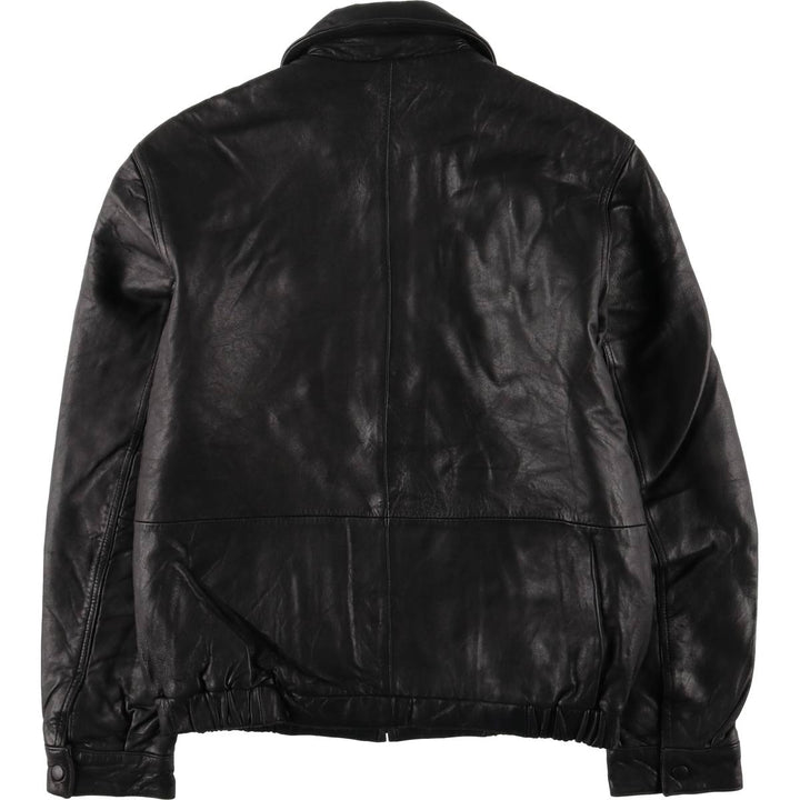 COVINGTON Padded Swing-Top Leather Blouson, Men's Size Small genuine leather black type Vintage Second Hand