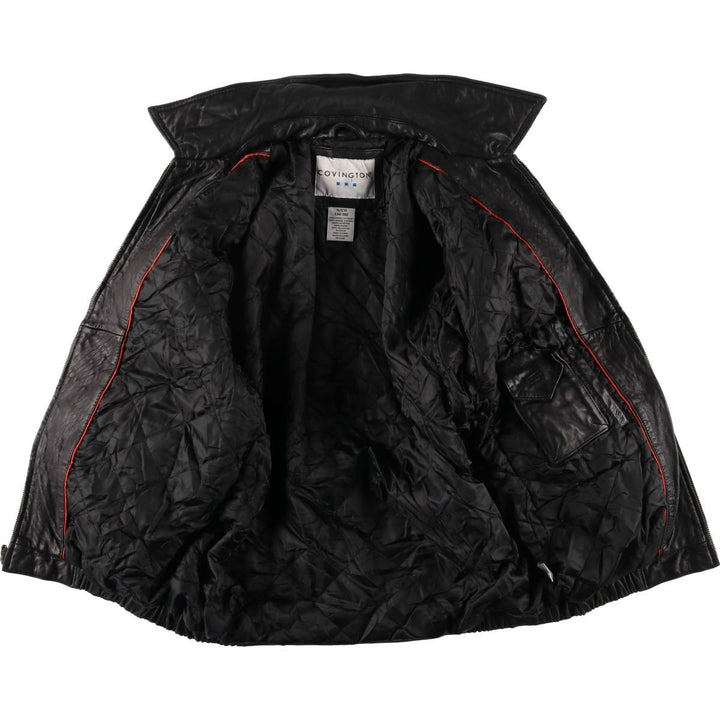 COVINGTON Padded Swing-Top Leather Blouson, Men's Size Small genuine leather black type Vintage Second Hand
