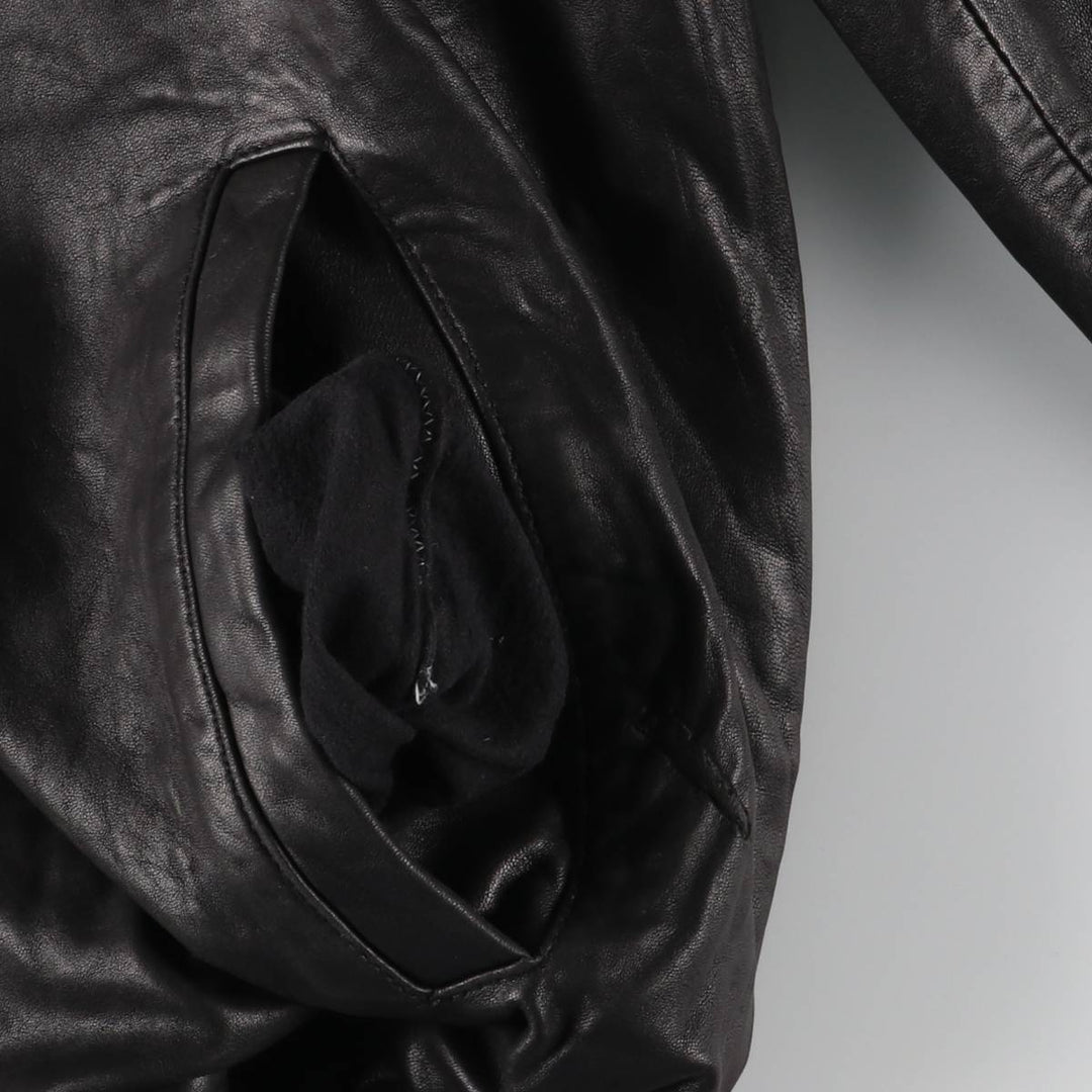 COVINGTON Padded Swing-Top Leather Blouson, Men's Size Small genuine leather black type Vintage Second Hand