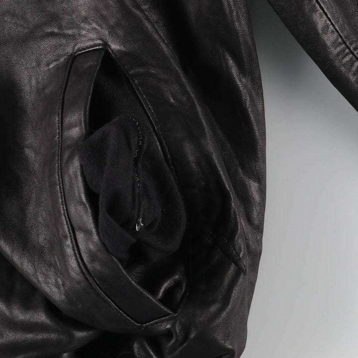 COVINGTON Padded Swing-Top Leather Blouson, Men's Size Small genuine leather black type Vintage Second Hand