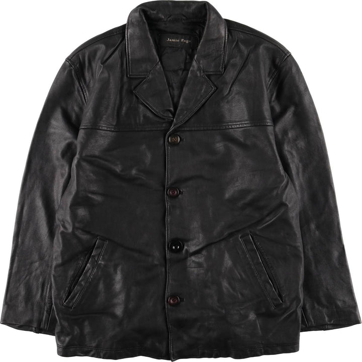 Jamie Page Leather Car Coat, Men's Size L Genuine Leather Lamb Leather black type Vintage Second Hand