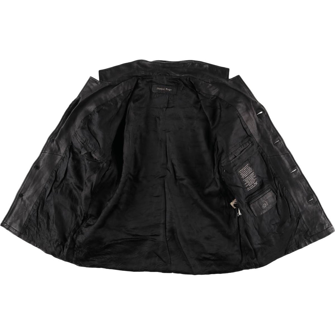 Jamie Page Leather Car Coat, Men's Size L Genuine Leather Lamb Leather black type Vintage Second Hand