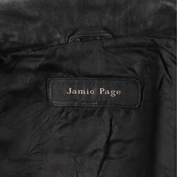 Jamie Page Leather Car Coat, Men's Size L Genuine Leather Lamb Leather black type Vintage Second Hand