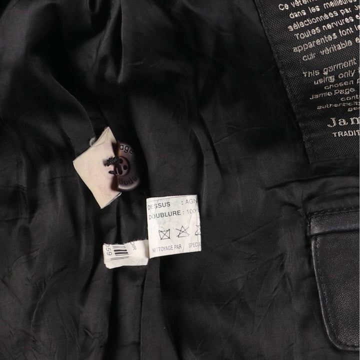 Jamie Page Leather Car Coat, Men's Size L Genuine Leather Lamb Leather black type Vintage Second Hand