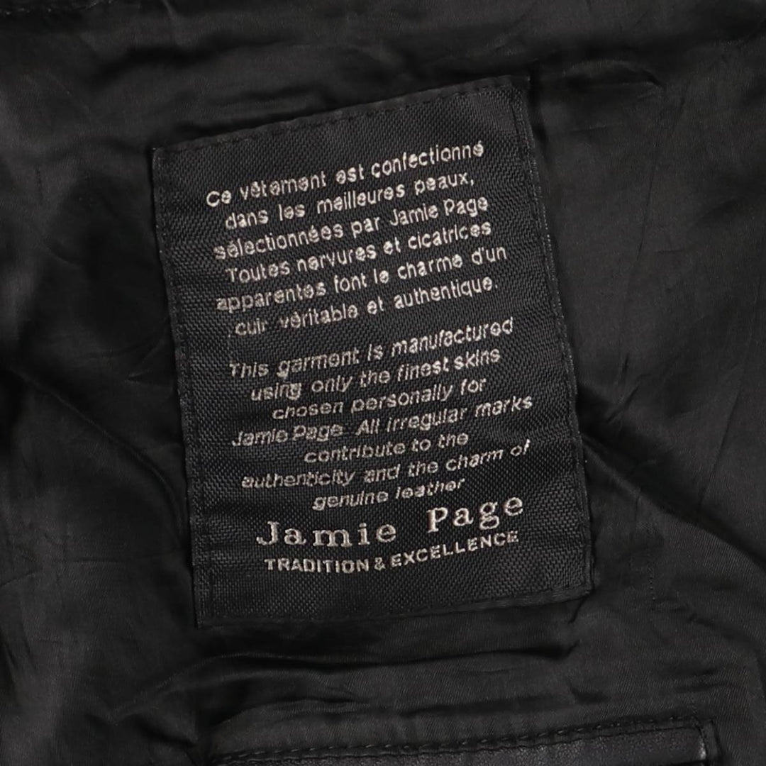 Jamie Page Leather Car Coat, Men's Size L Genuine Leather Lamb Leather black type Vintage Second Hand
