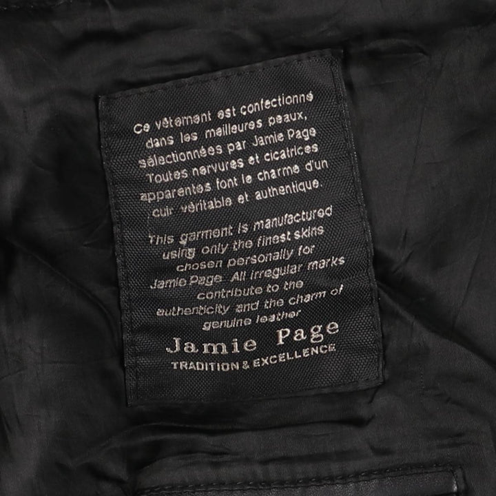 Jamie Page Leather Car Coat, Men's Size L Genuine Leather Lamb Leather black type Vintage Second Hand