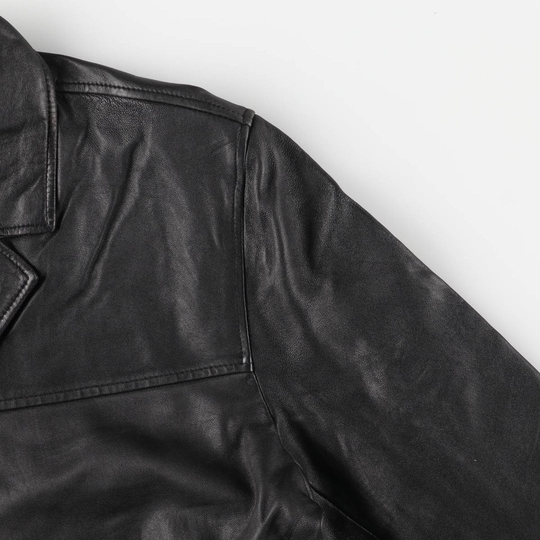 Jamie Page Leather Car Coat, Men's Size L Genuine Leather Lamb Leather black type Vintage Second Hand
