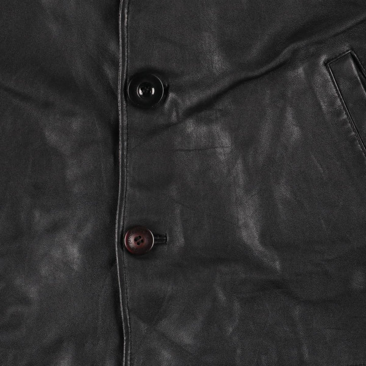Jamie Page Leather Car Coat, Men's Size L Genuine Leather Lamb Leather black type Vintage Second Hand