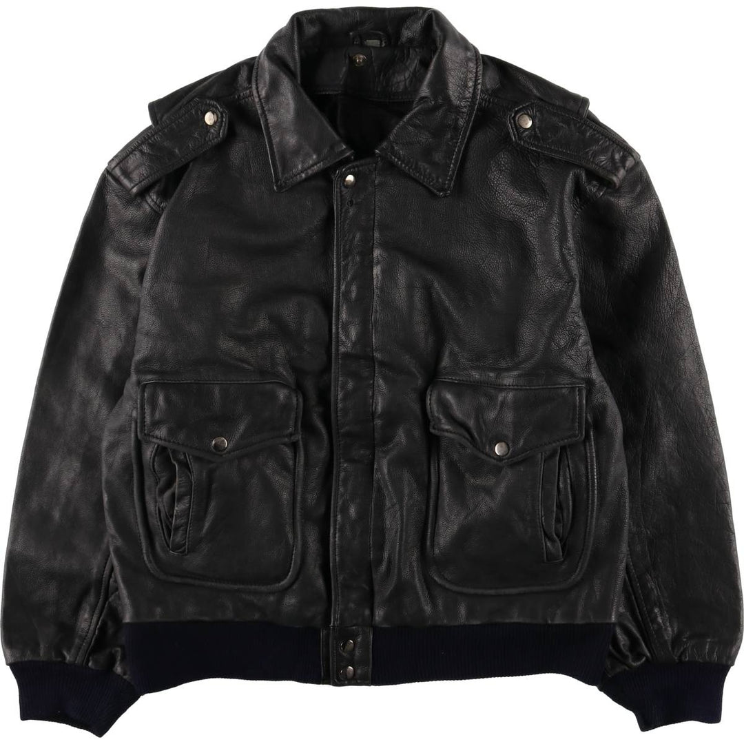 A-2 type leather flight jacket, men's size M unclear black type Vintage Second Hand