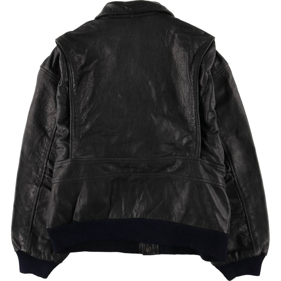 A-2 type leather flight jacket, men's size M unclear black type Vintage Second Hand