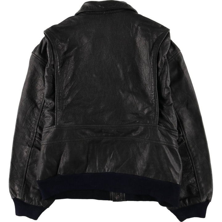 A-2 type leather flight jacket, men's size M unclear black type Vintage Second Hand