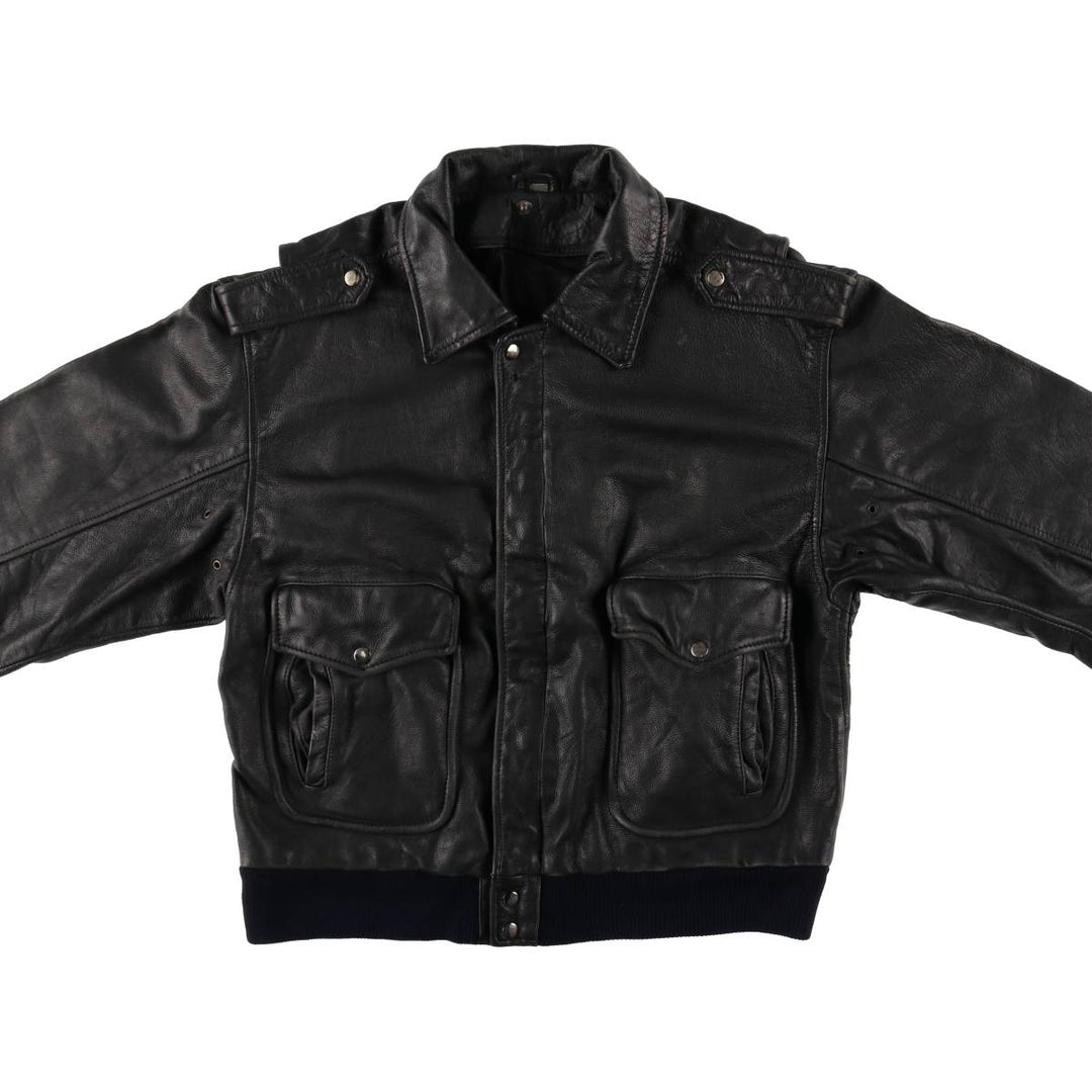 A-2 type leather flight jacket, men's size M unclear black type Vintage Second Hand