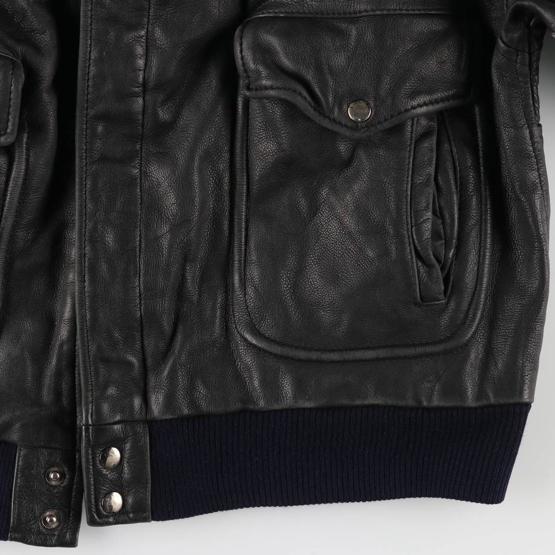 A-2 type leather flight jacket, men's size M unclear black type Vintage Second Hand