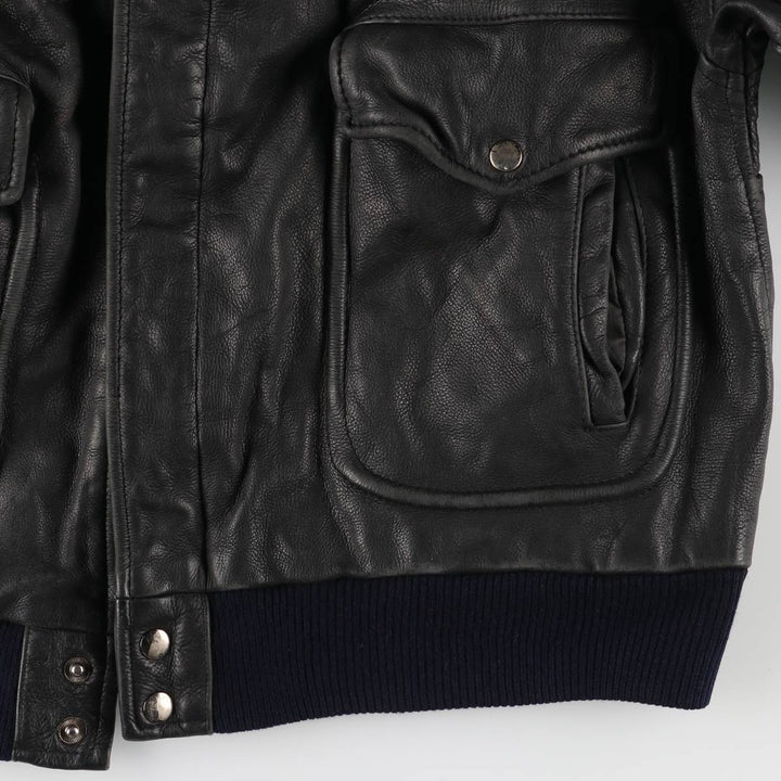 A-2 type leather flight jacket, men's size M unclear black type Vintage Second Hand