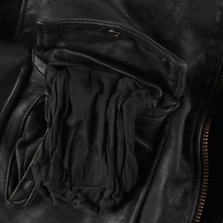 A-2 type leather flight jacket, men's size M unclear black type Vintage Second Hand