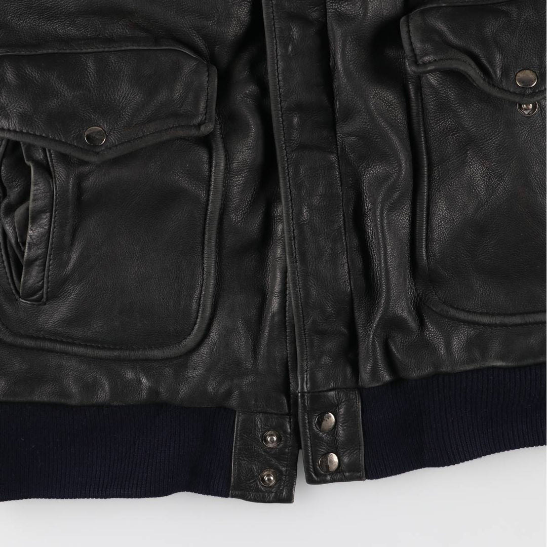 A-2 type leather flight jacket, men's size M unclear black type Vintage Second Hand
