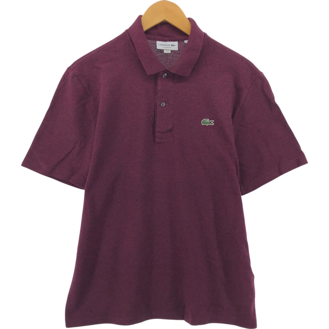 Lacoste Classic Fit short sleeve polo shirt size 4, men's M size cotton wine-red Vintage Second Hand