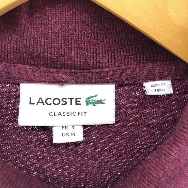 Lacoste Classic Fit short sleeve polo shirt size 4, men's M size cotton wine-red Vintage Second Hand