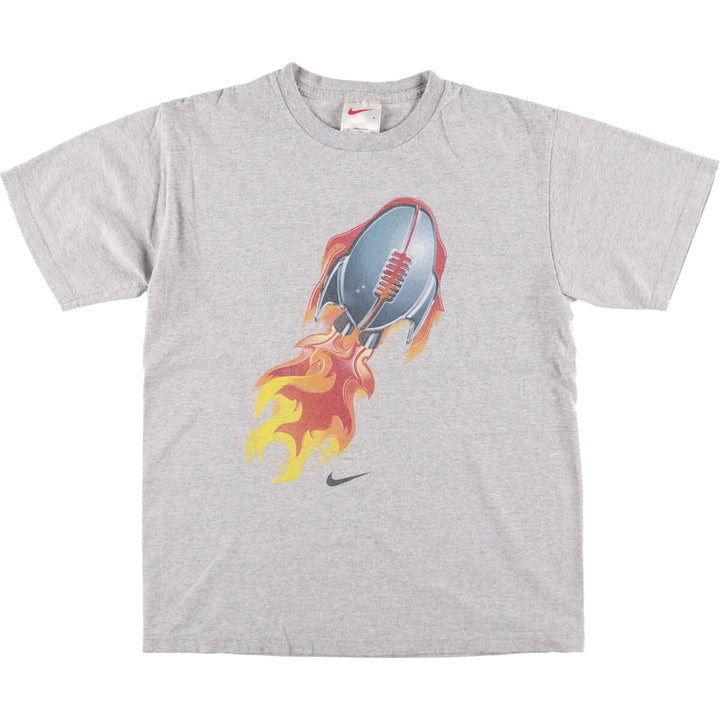 90'S Nike Printed T-shirt Made in USA Men's L Size Vintage cotton gray type Vintage Second Hand