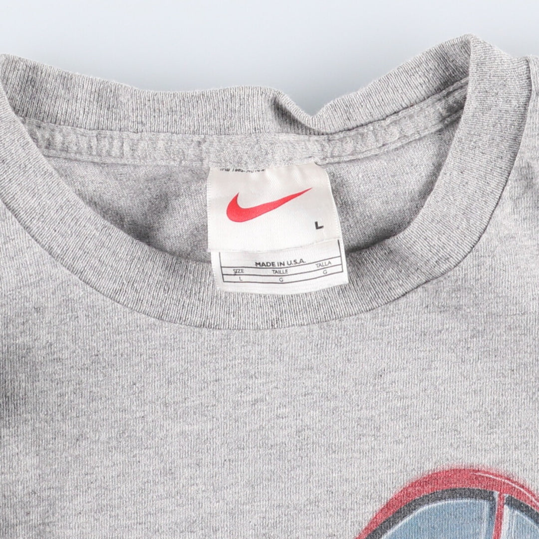 90'S Nike Printed T-shirt Made in USA Men's L Size Vintage cotton gray type Vintage Second Hand
