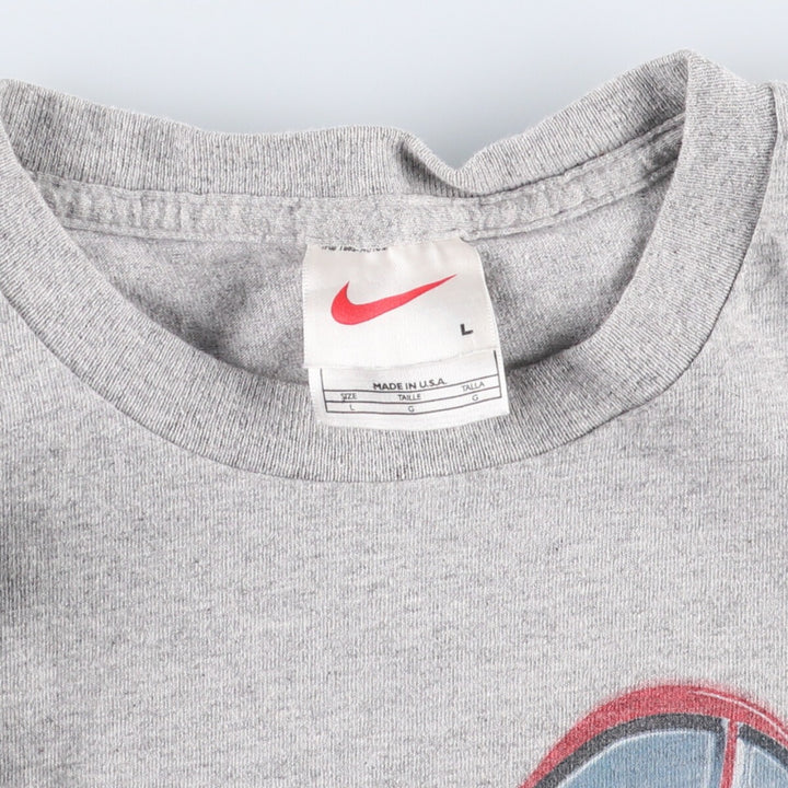 90'S Nike Printed T-shirt Made in USA Men's L Size Vintage cotton gray type Vintage Second Hand