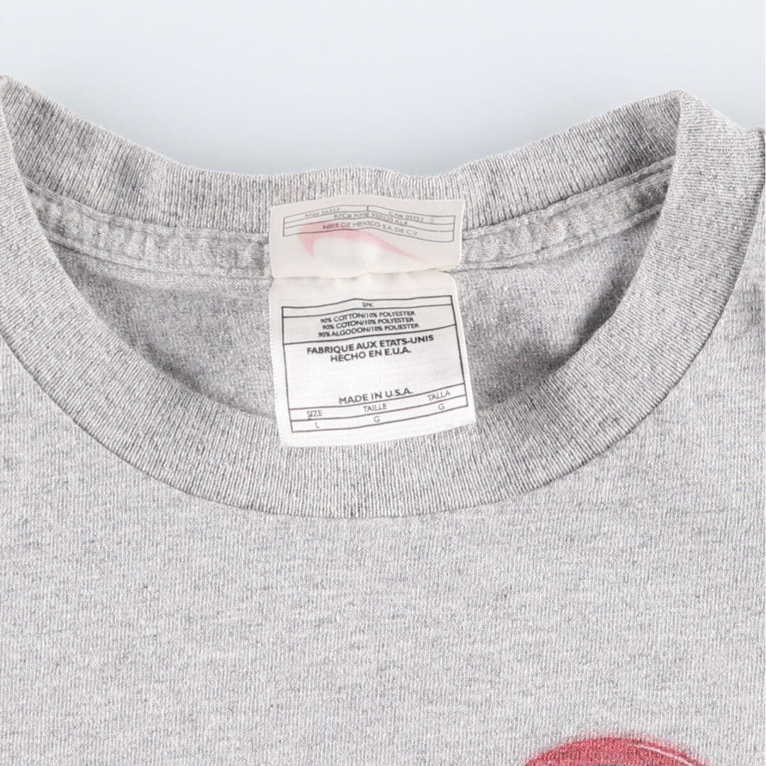 90'S Nike Printed T-shirt Made in USA Men's L Size Vintage cotton gray type Vintage Second Hand