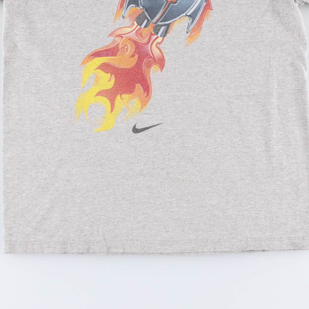 90'S Nike Printed T-shirt Made in USA Men's L Size Vintage cotton gray type Vintage Second Hand