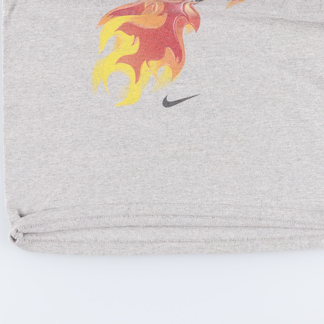 90'S Nike Printed T-shirt Made in USA Men's L Size Vintage cotton gray type Vintage Second Hand