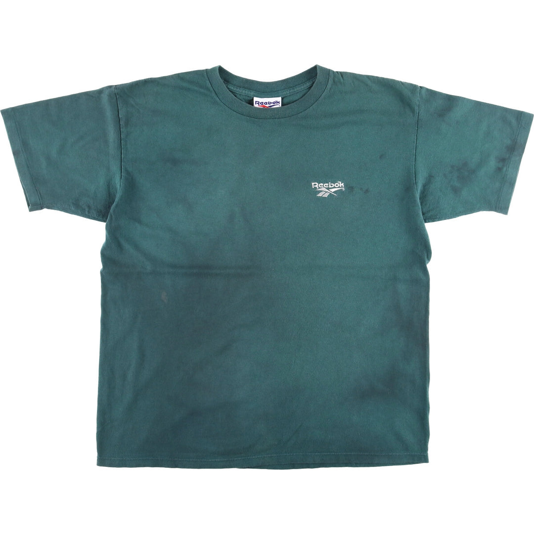 90'S Reebok Logo Print T-Shirt Made in USA Men's L Size Vintage cotton Green type dark green Vintage Second Hand