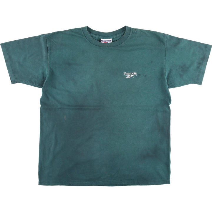 90'S Reebok Logo Print T-Shirt Made in USA Men's L Size Vintage cotton Green type dark green Vintage Second Hand